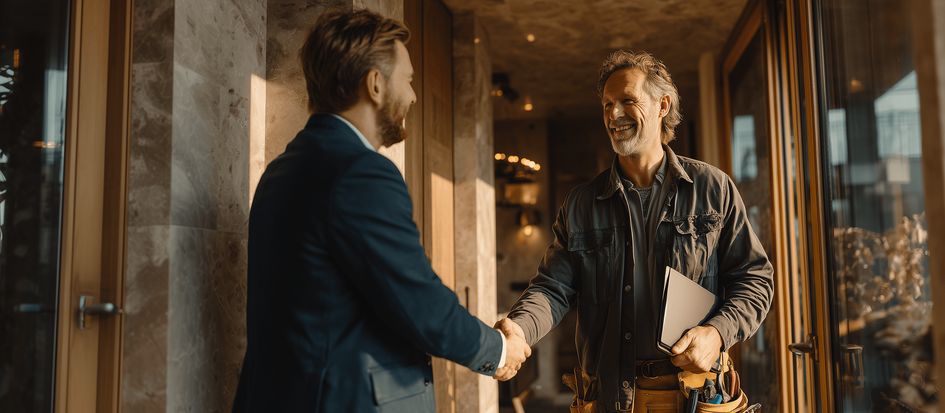 Hausverwaltung und Handwerker bei der Zusammenarbeit